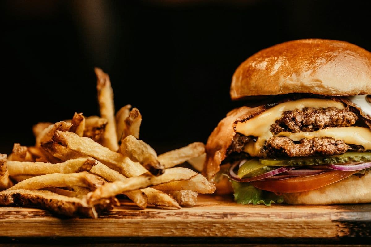 Burgers and fries ready for pickup