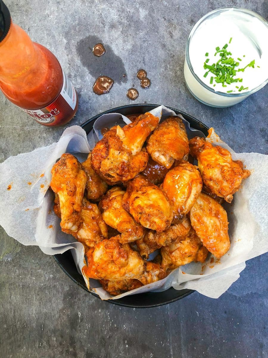 Hot wings tossed in sauce